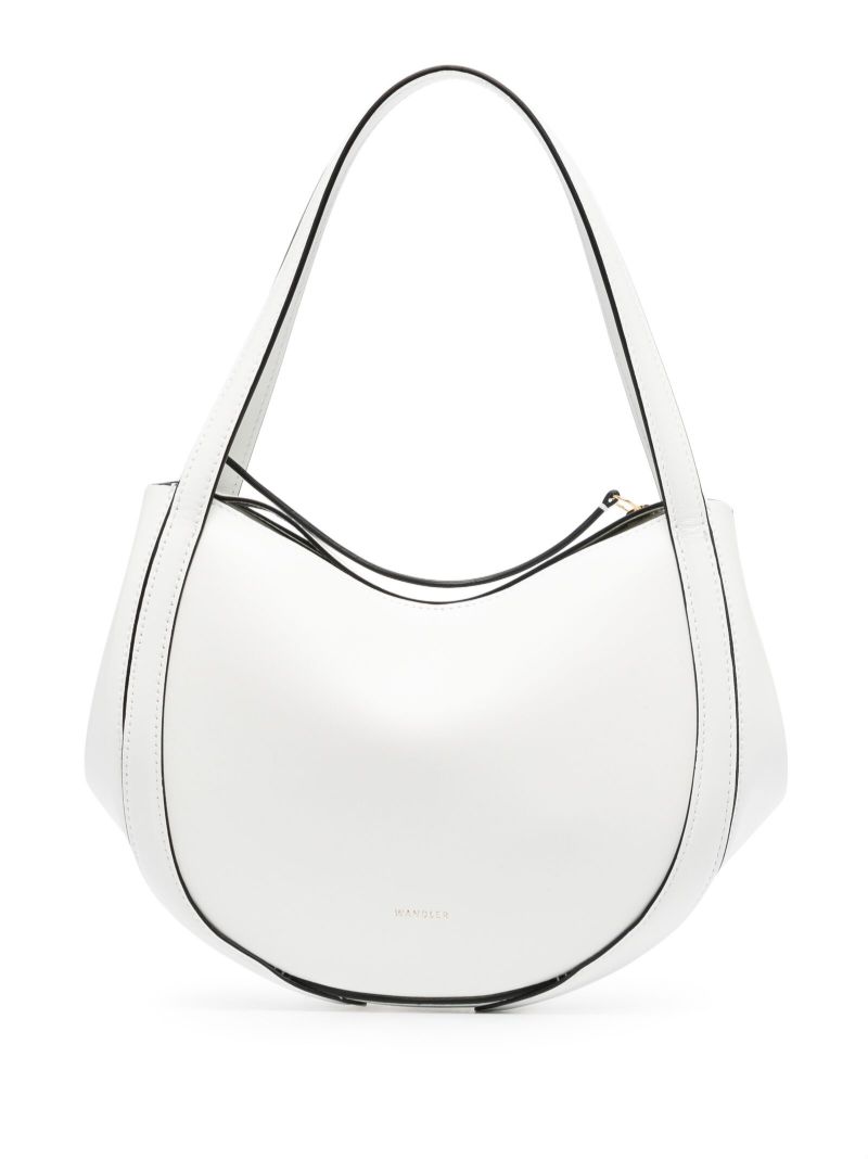 White Lin Leather Shoulder Bag