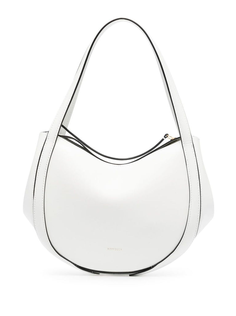 White Lin Leather Shoulder Bag