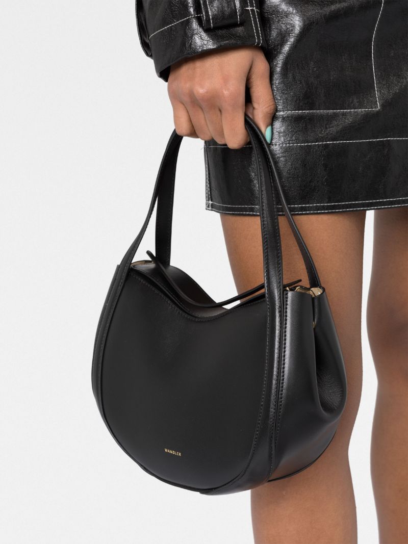 Black Lin Mini Leather Shoulder Bag