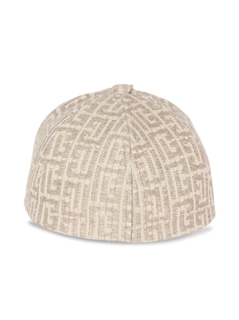 Neutral Monogram Jacquard Raffia Cap