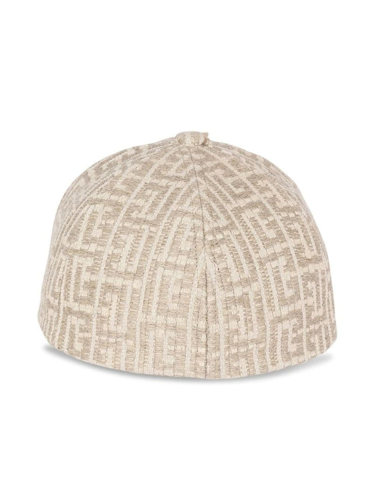 Neutral Monogram Jacquard Raffia Cap