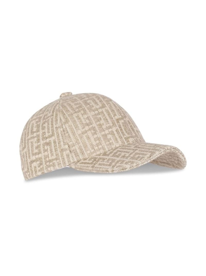 Neutral Monogram Jacquard Raffia Cap