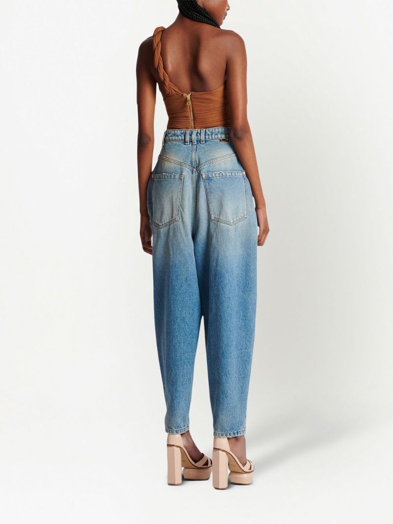 Brown Pleated Jersey Draped Top