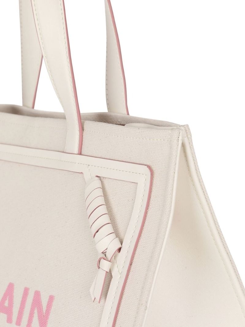 Cream Logo Print Tote Bag
