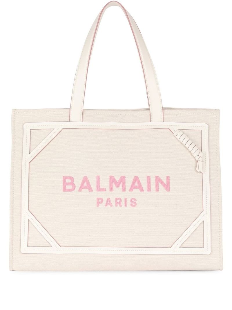 Cream Logo Print Tote Bag