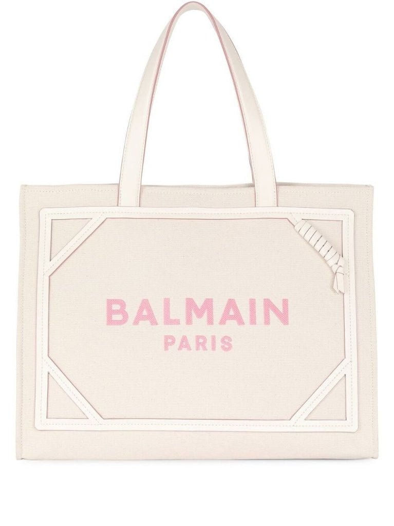 Cream Logo Print Tote Bag