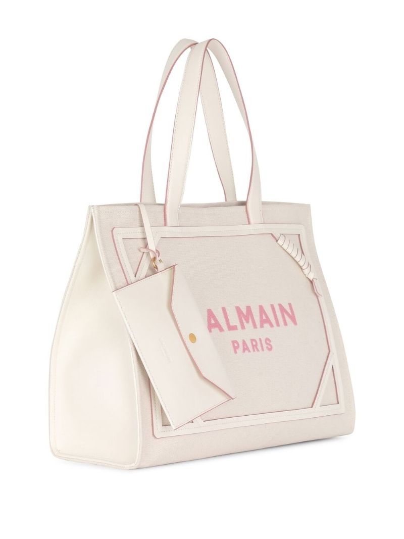 Cream Logo Print Tote Bag