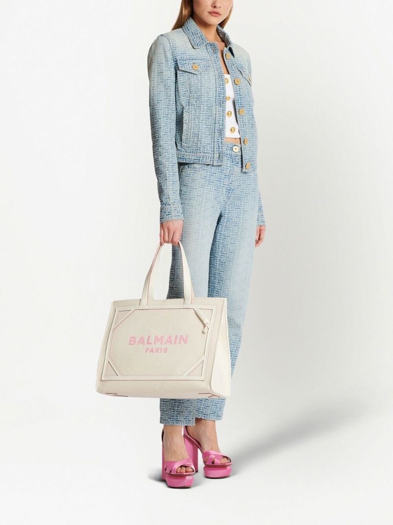Cream Logo Print Tote Bag