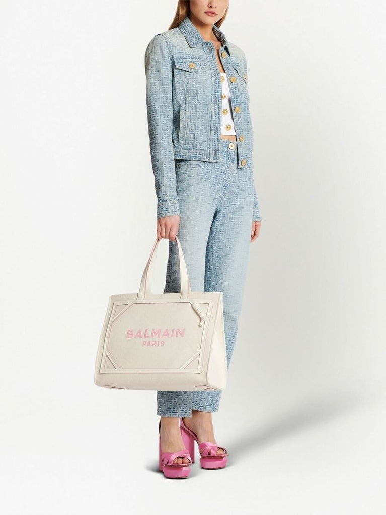 Cream Logo Print Tote Bag