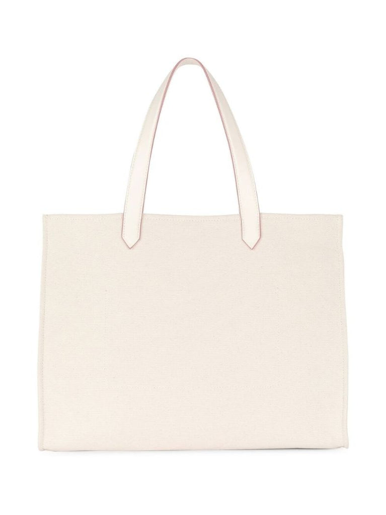 Cream Logo Print Tote Bag