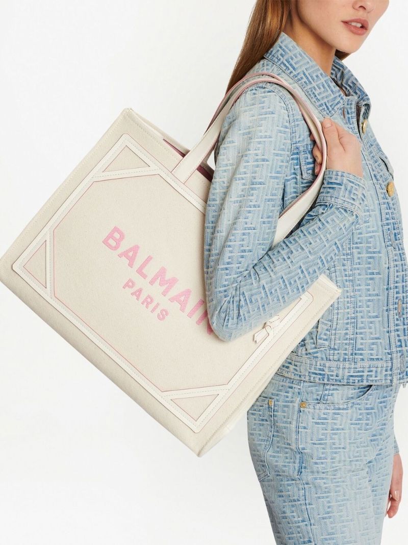 Cream Logo Print Tote Bag