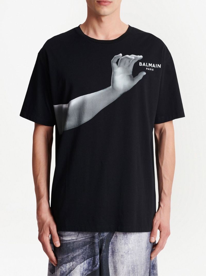 Black Statue Print Cotton T-shirt