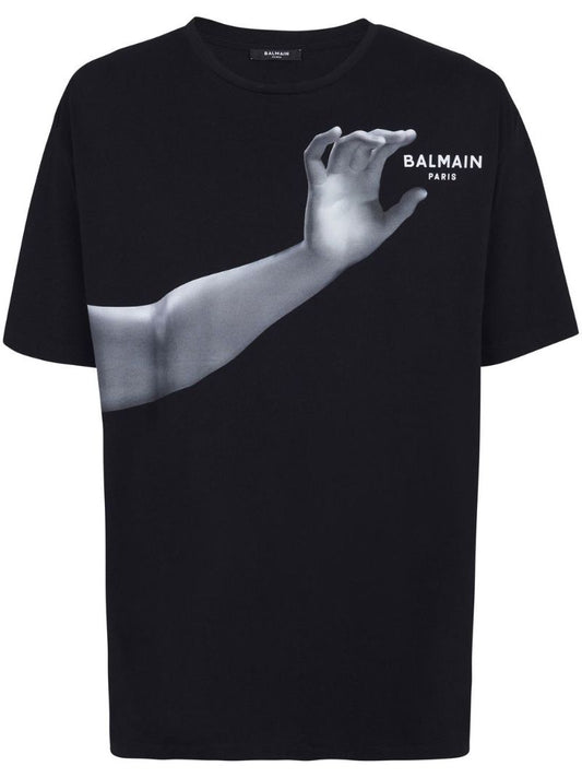Black Statue Print Cotton T-shirt