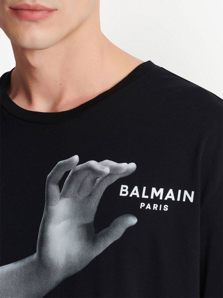 Black Statue Print Cotton T-shirt