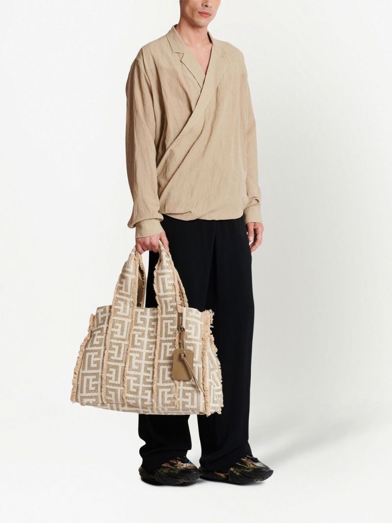 Neutral Monogram Jacquard Tote Bag