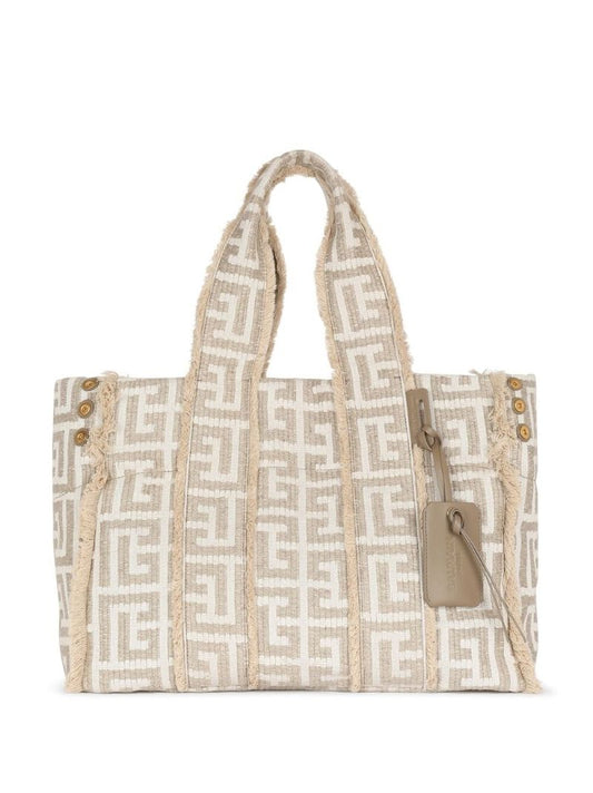Neutral Monogram Jacquard Tote Bag