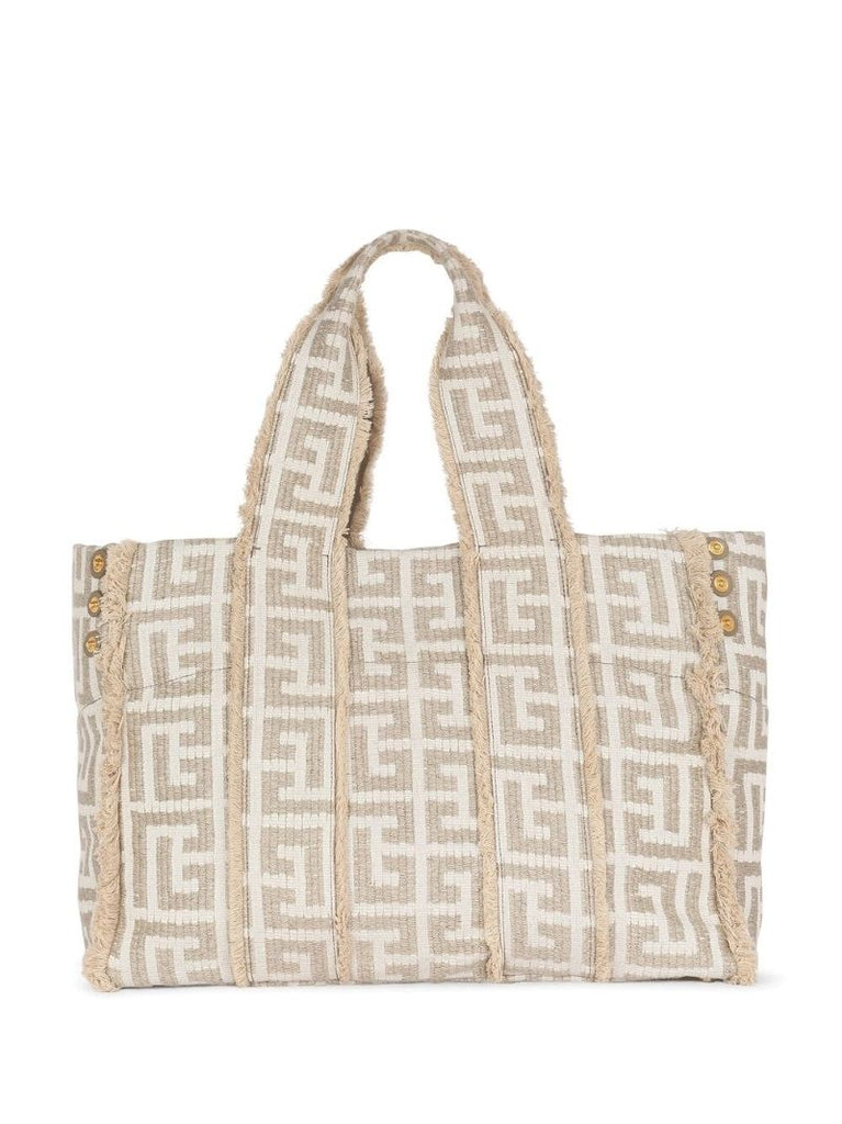 Neutral Monogram Jacquard Tote Bag