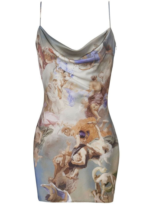 Grey Sky Print Mini Dress