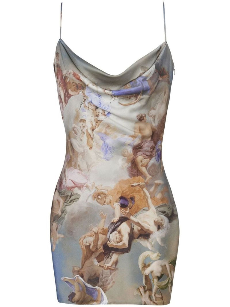 Grey Sky Print Mini Dress