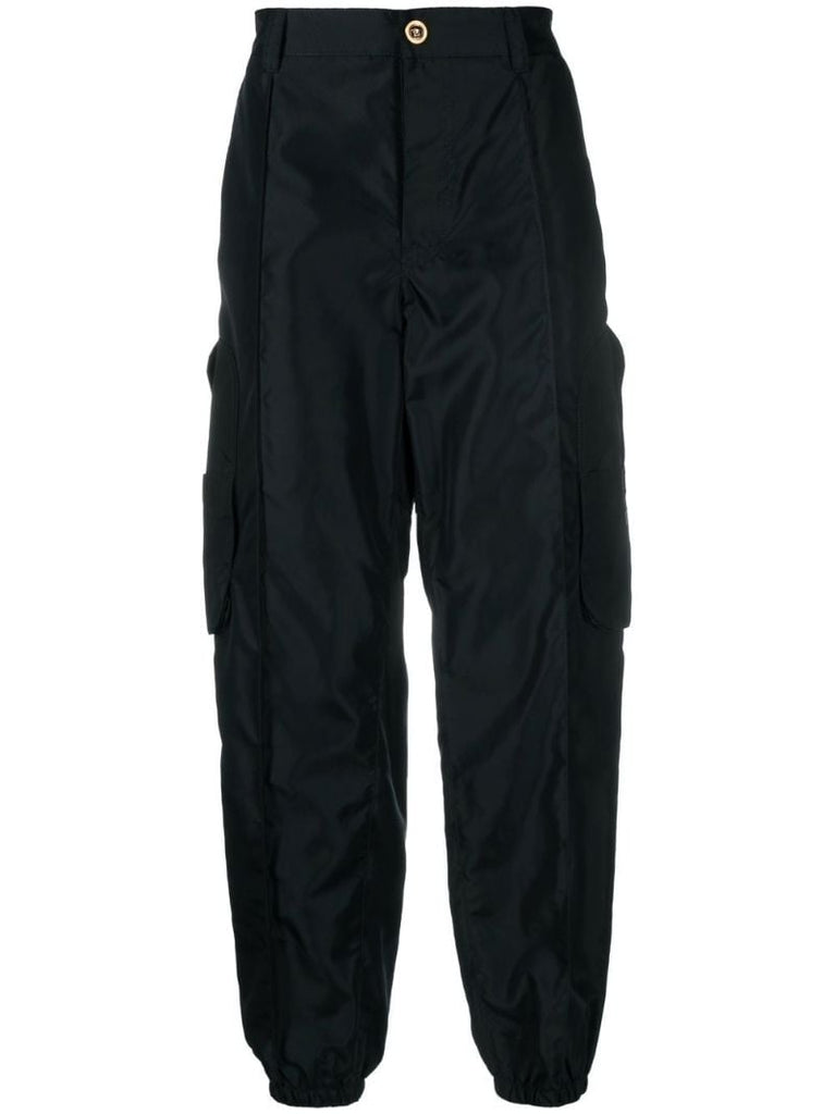Black Tapered Cargo Trousers