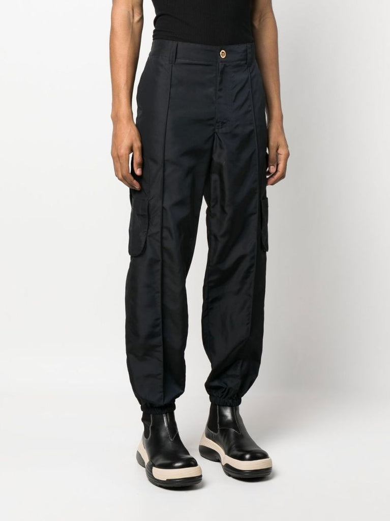 Black Tapered Cargo Trousers