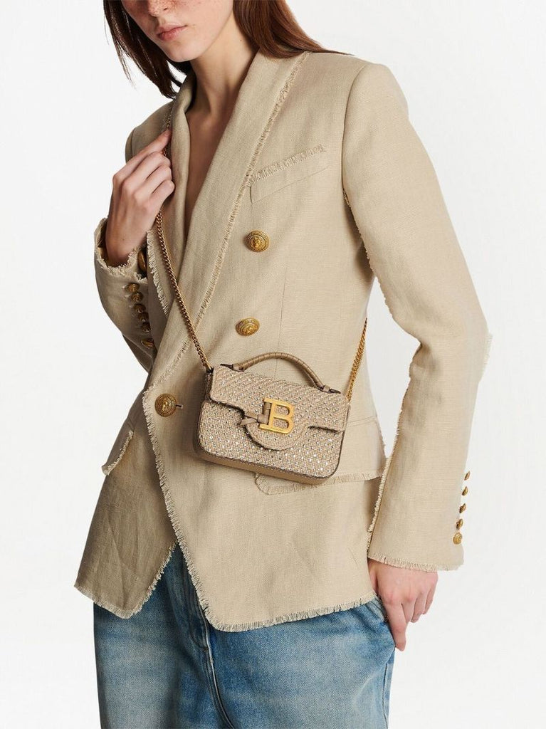 Neutral B-buzz Raffia Cross Body Bag