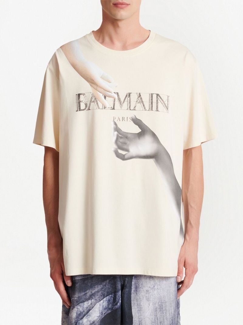 White Cotton Statue Print T-shirt