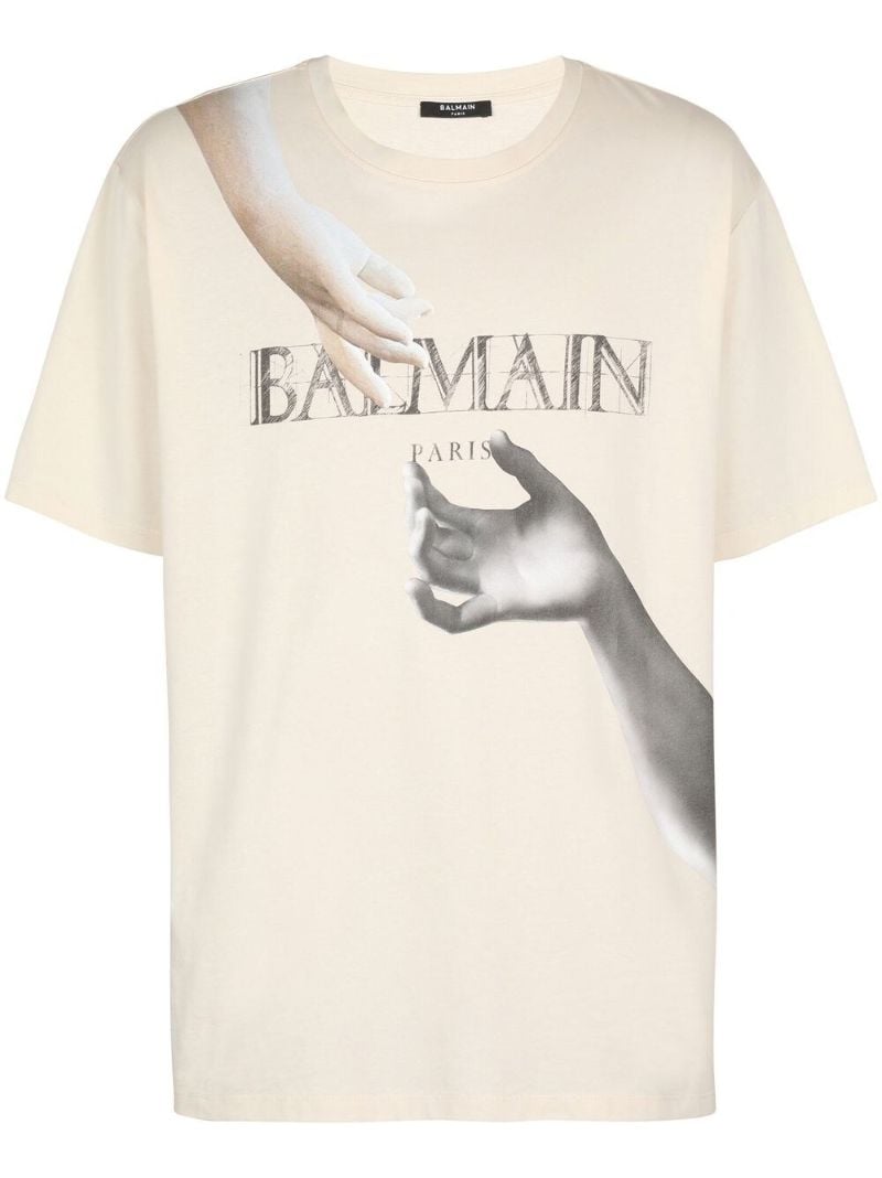 White Cotton Statue Print T-shirt