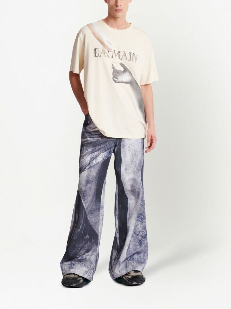 White Cotton Statue Print T-shirt
