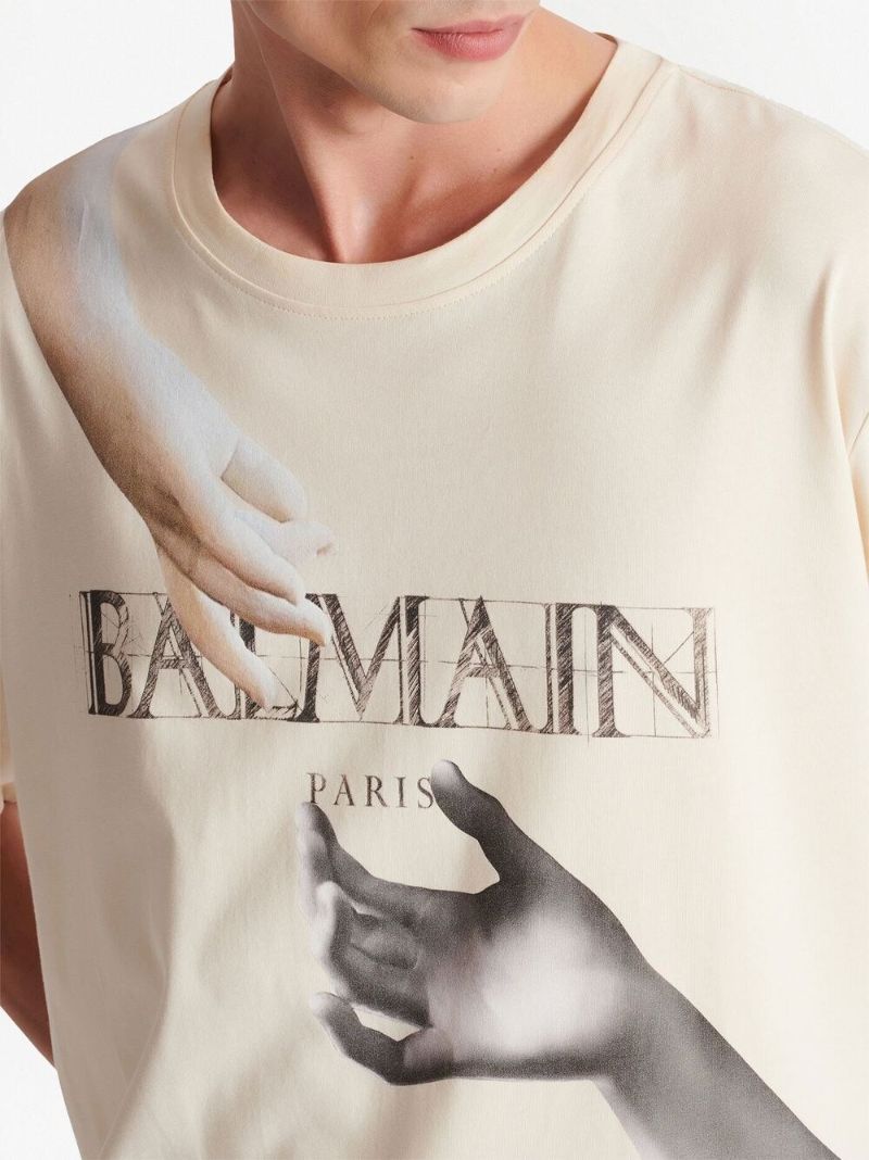 White Cotton Statue Print T-shirt