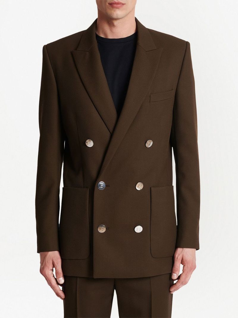 Brown Double-breasted Blazer
