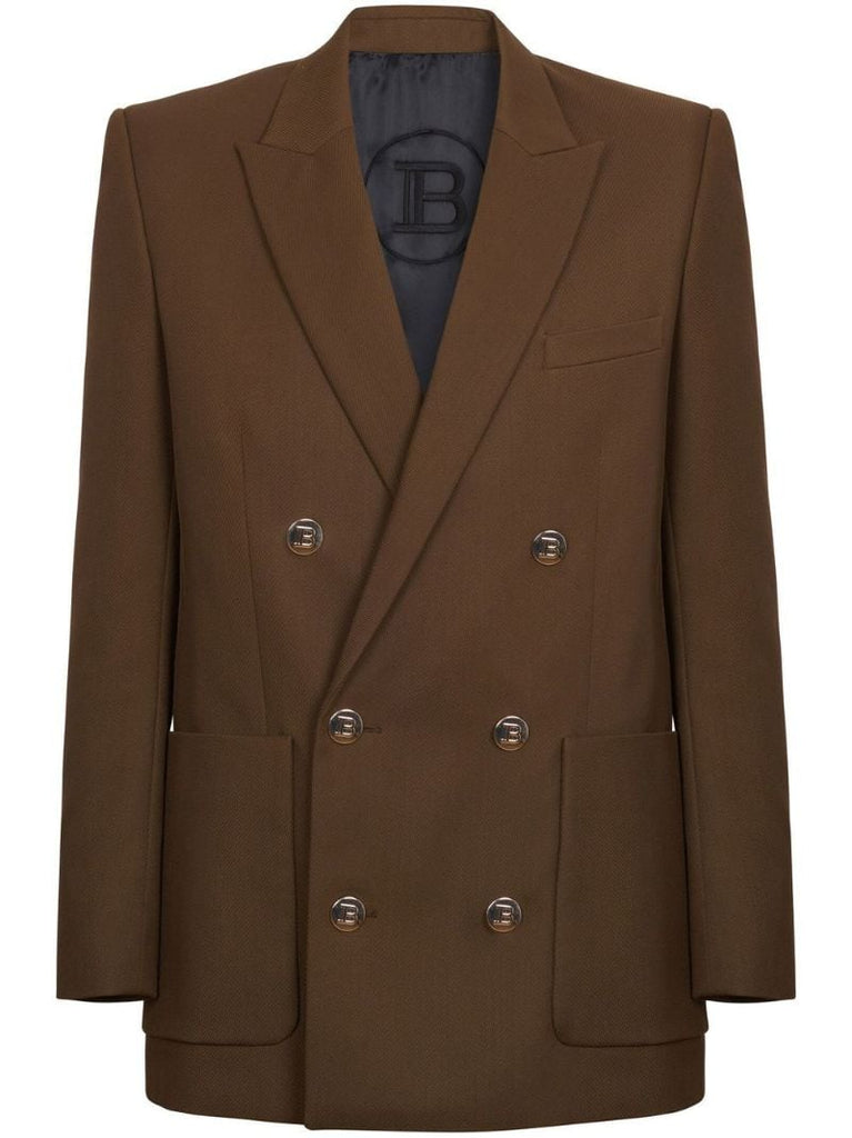 Brown Double-breasted Blazer