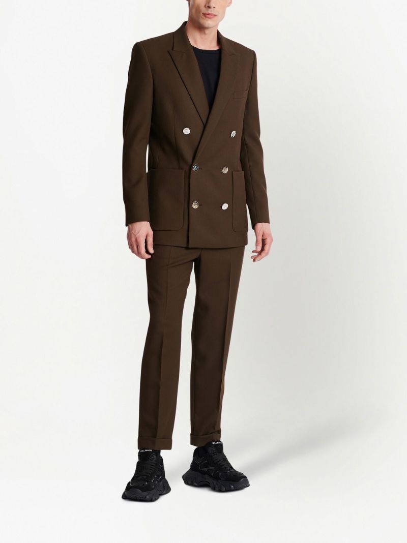 Brown Double-breasted Blazer