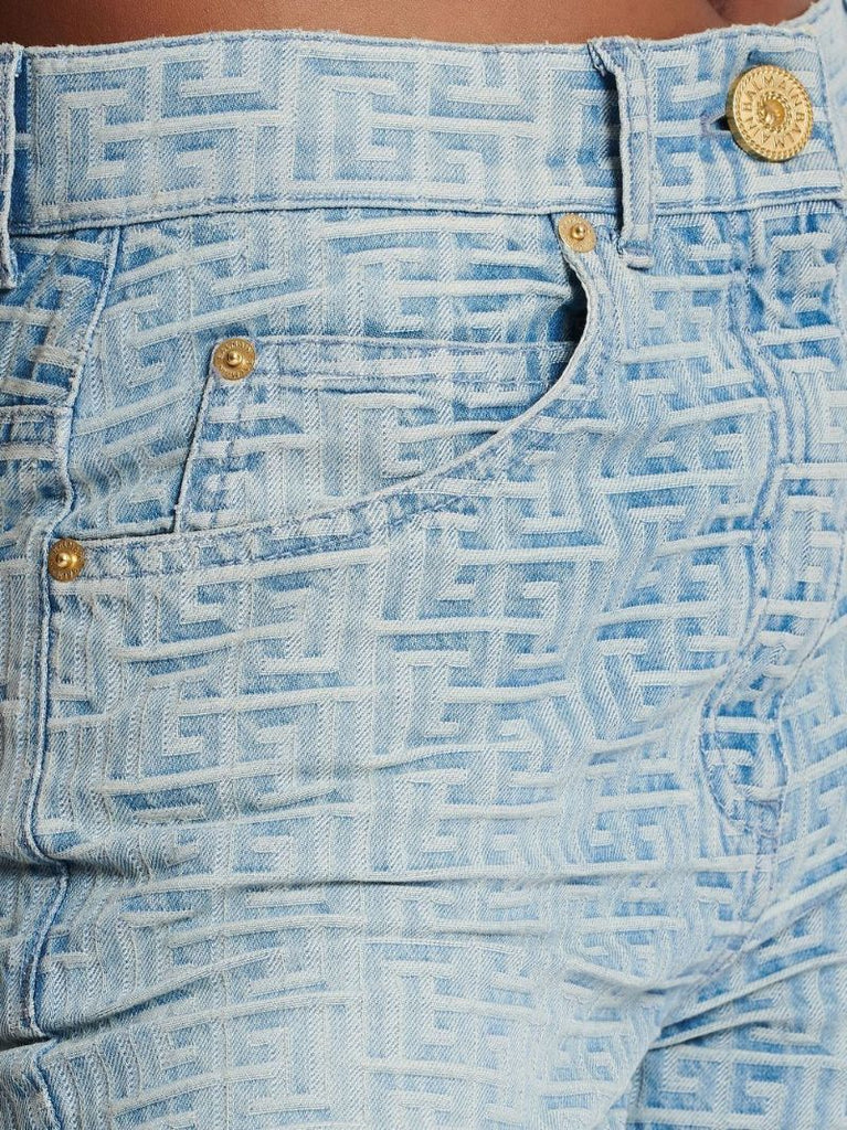 Blue Monogram Straight-leg Jeans