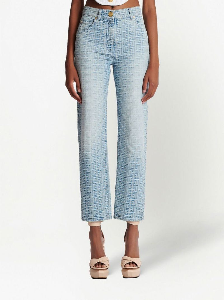 Blue Monogram Straight-leg Jeans