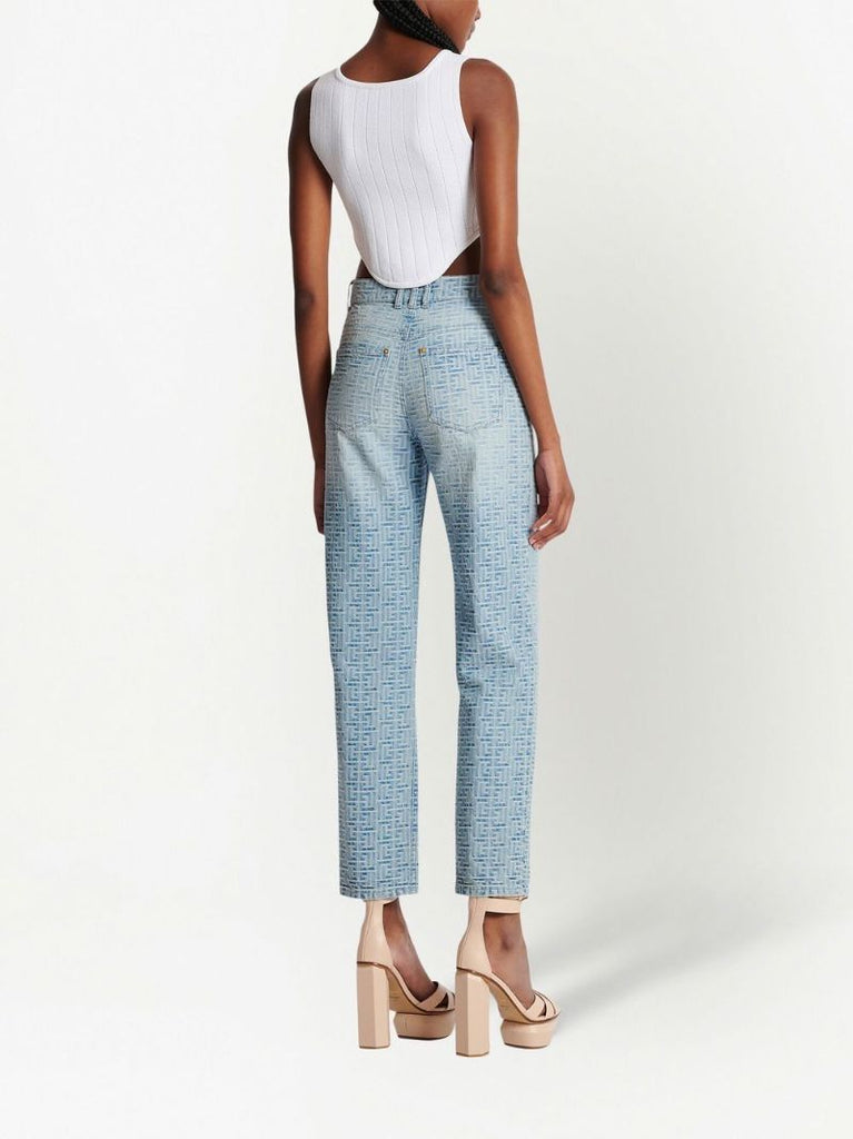 Blue Monogram Straight-leg Jeans