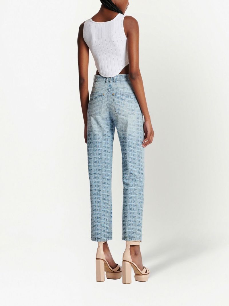Blue Monogram Straight-leg Jeans