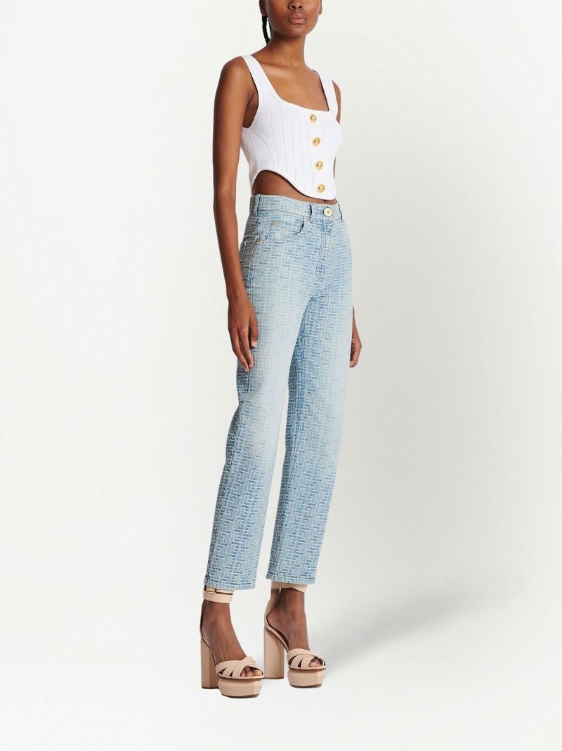 Blue Monogram Straight-leg Jeans