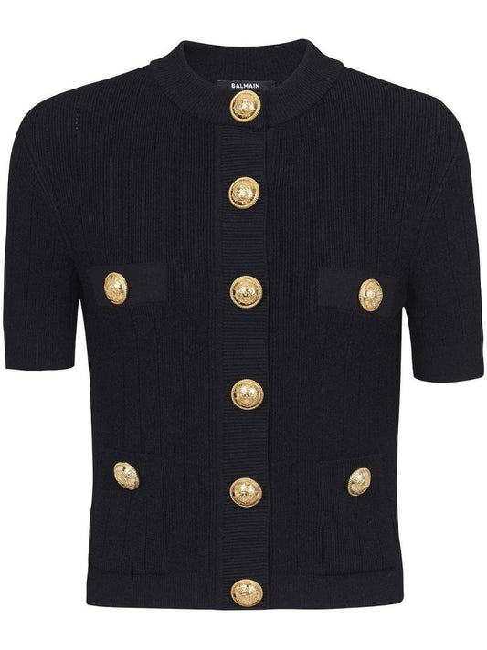 Black Ribbed-knit Cardigan