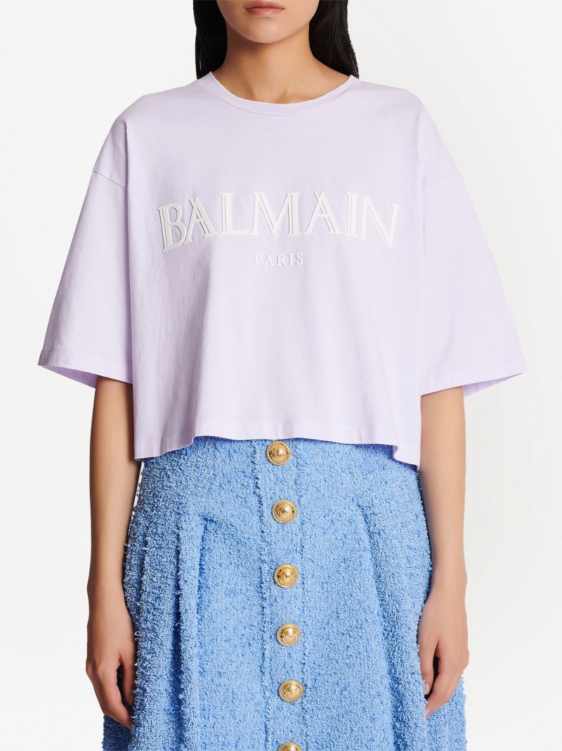 Purple Logo Patch Cropped T-shirt