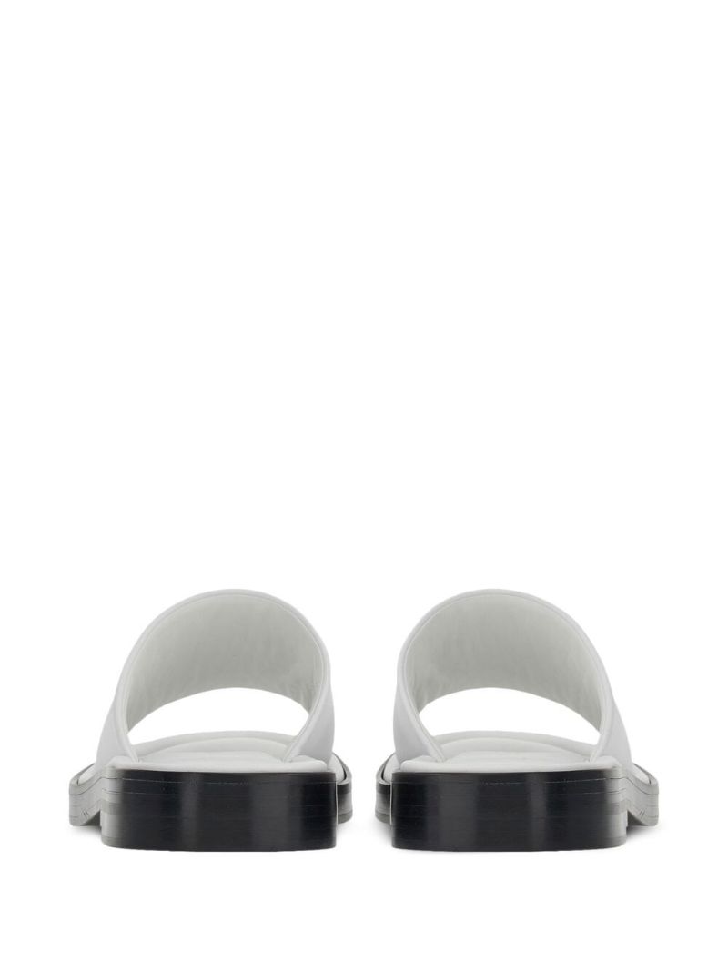 White Open-toe Slides