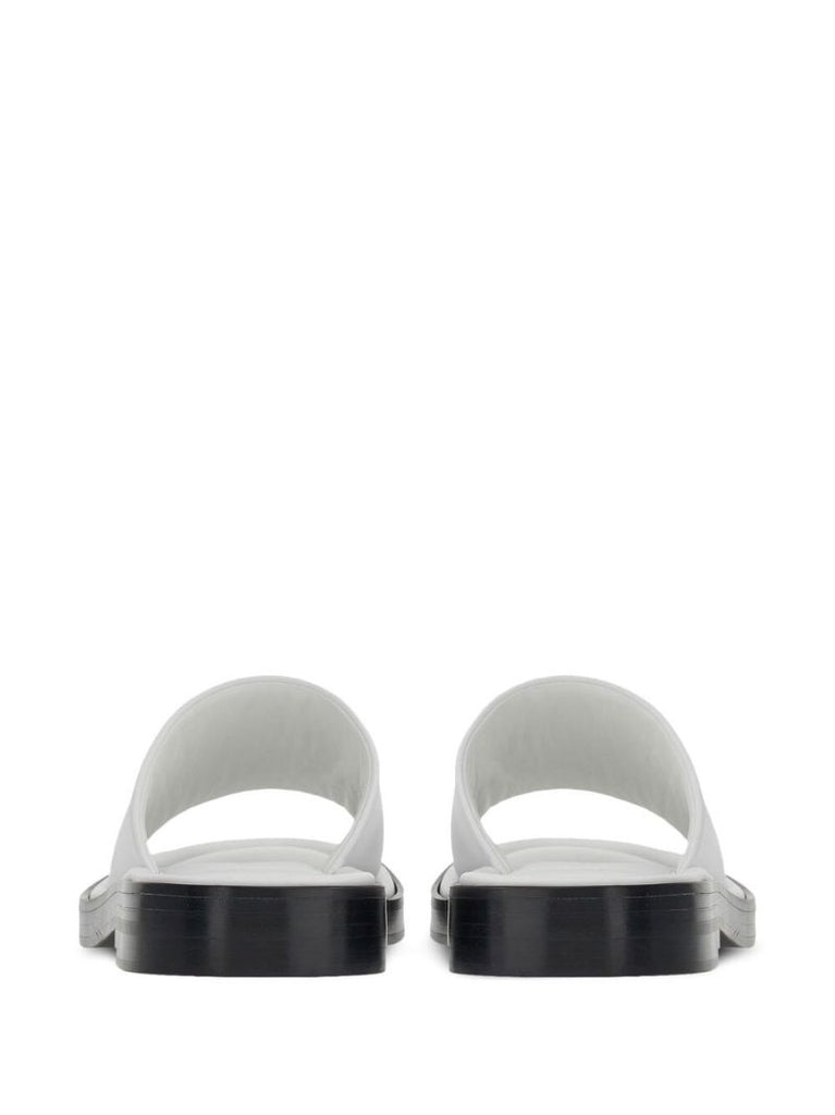 White Open-toe Slides