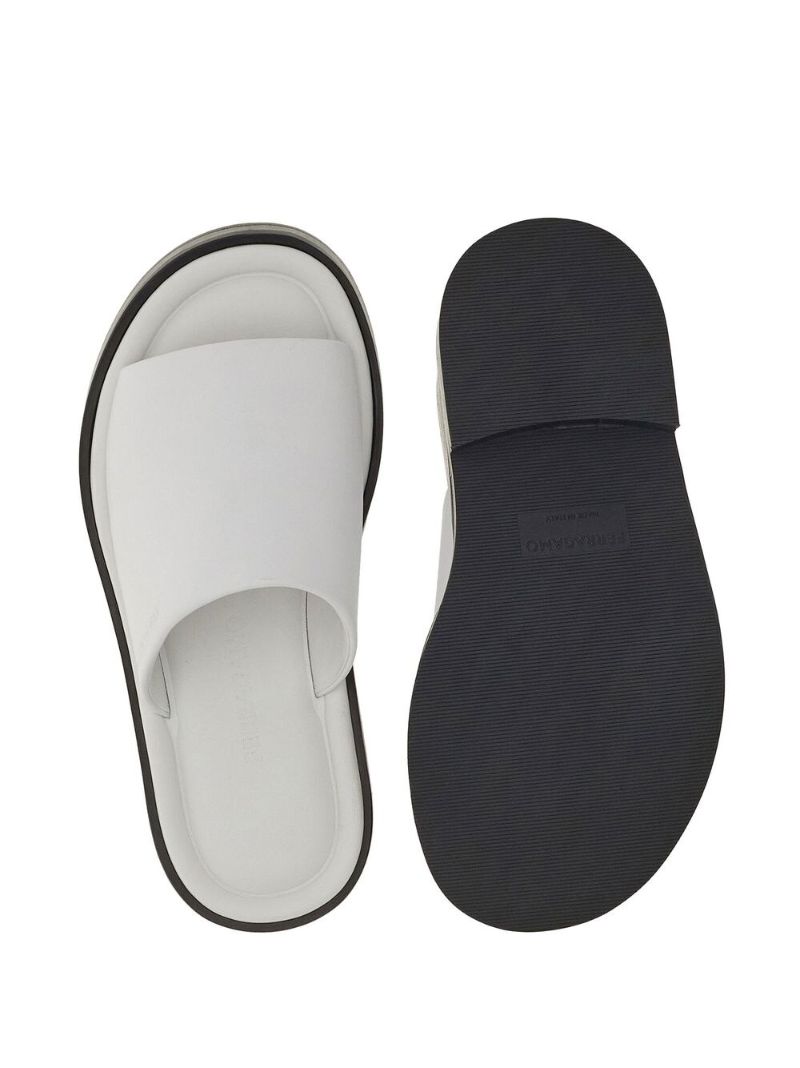 White Open-toe Slides