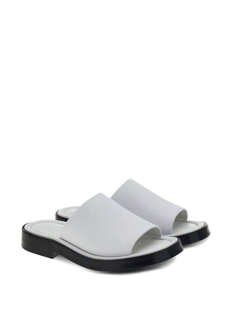 White Open-toe Slides