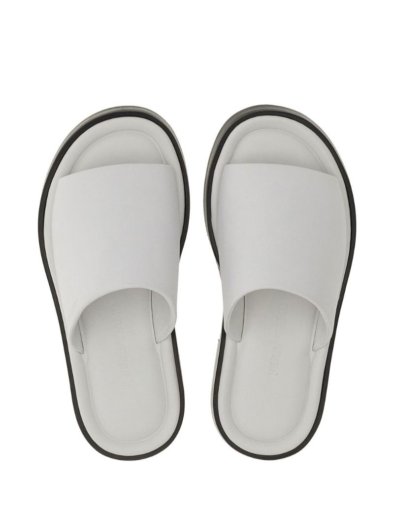White Open-toe Slides