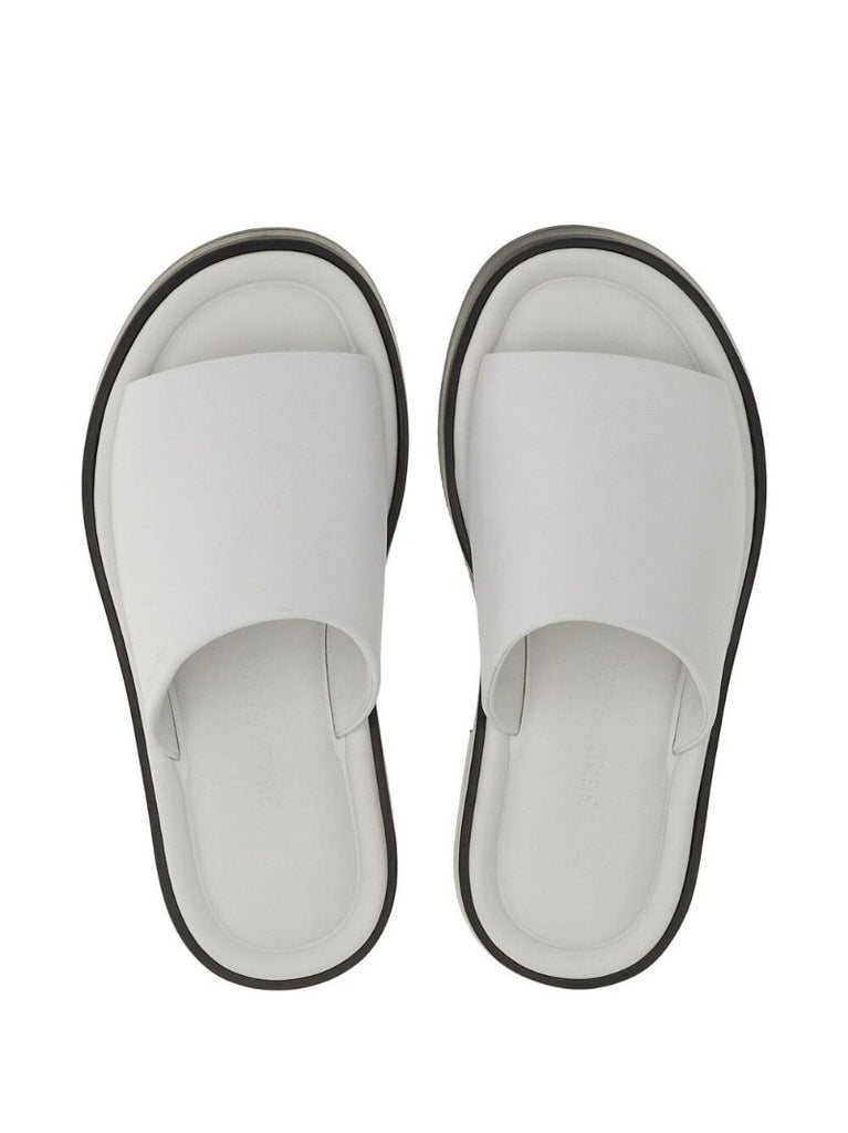 White Open-toe Slides