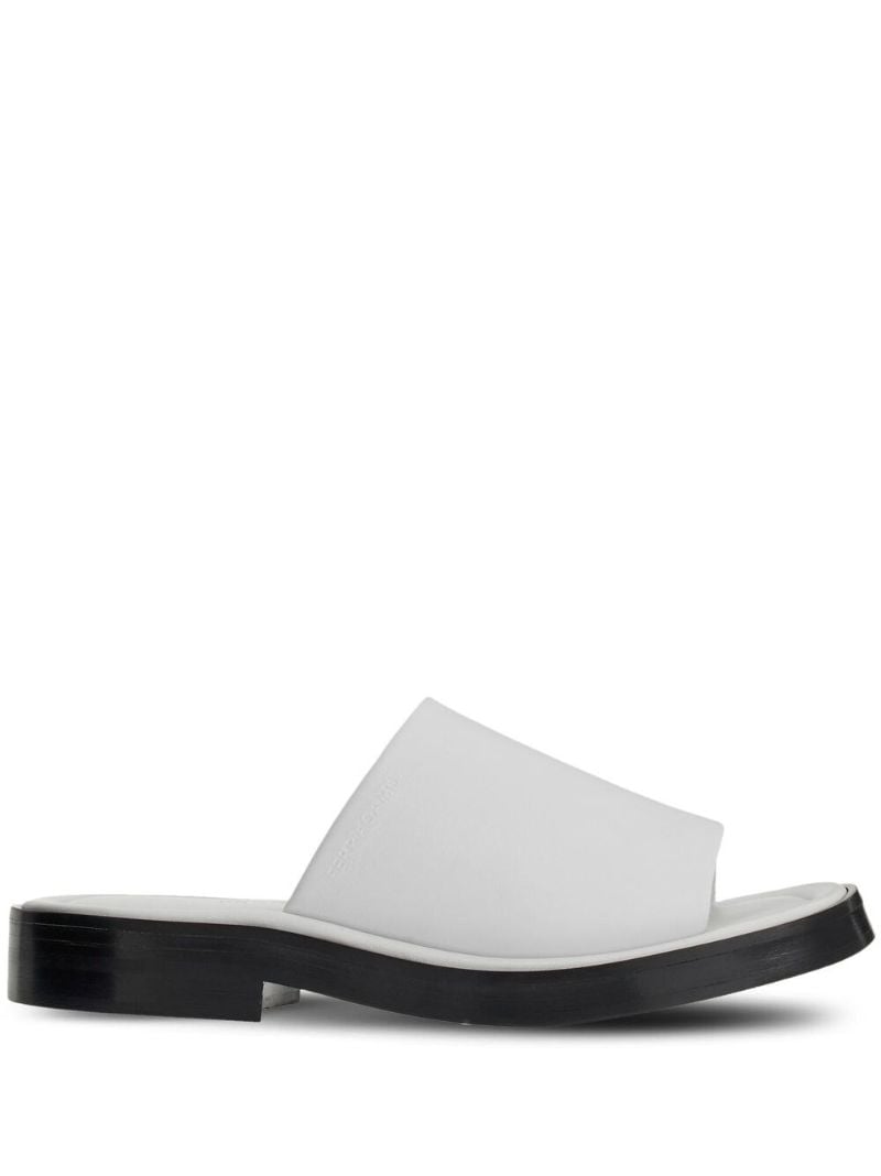 White Open-toe Slides