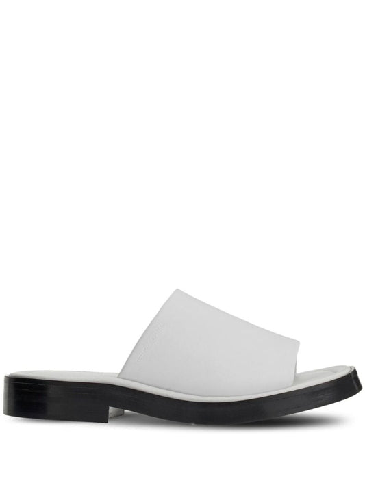 White Open-toe Slides