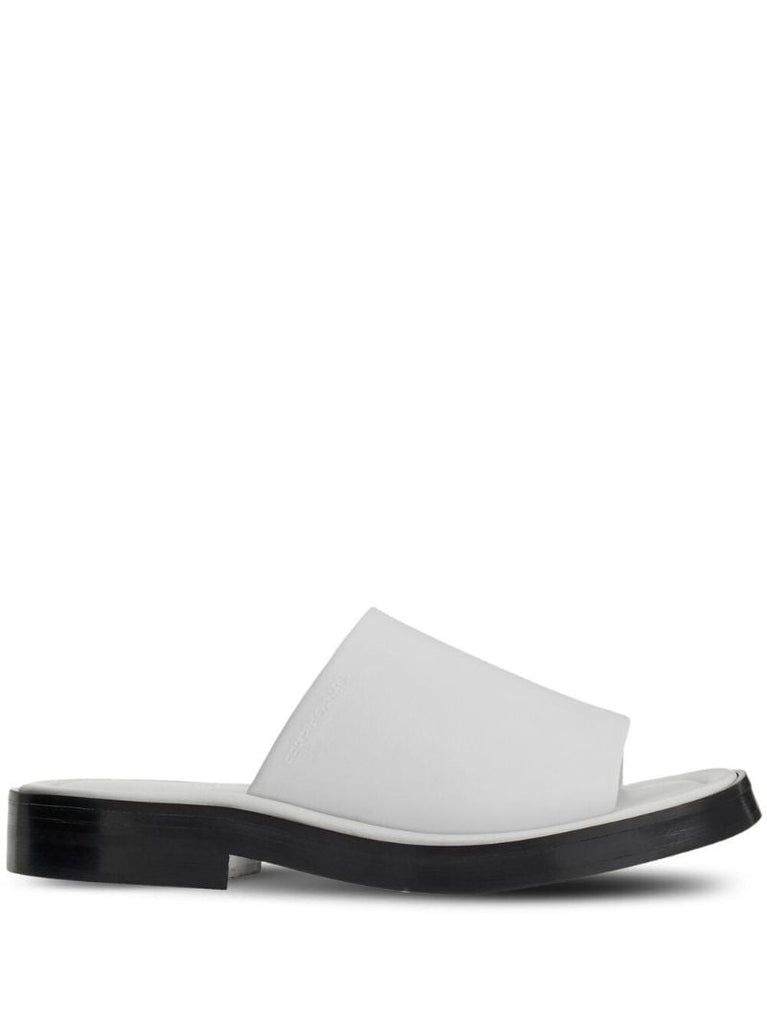 White Open-toe Slides