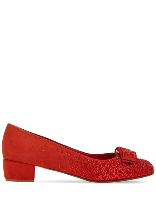 Red Vara Bow 30 Crystal Suede Pumps